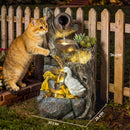 Outsunny 5-Tier Outdoor Waterfall Fountain, Water Feature With LED Lights