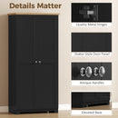 HOMCOM 172cm Wooden Storage Cabinet Cupboard With 4 Shelves Black