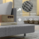 Outsunny 3pc Rattan Wicker Sofa Set With Tea Table & Cushions, Light Grey