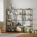 HOMCOM Industrial Bookshelf, Freestanding Bookcase, Dark Grey and Black