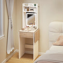 HOMCOM Compact Dressing Table with Lighted Mirror Open Shelves Drawer White