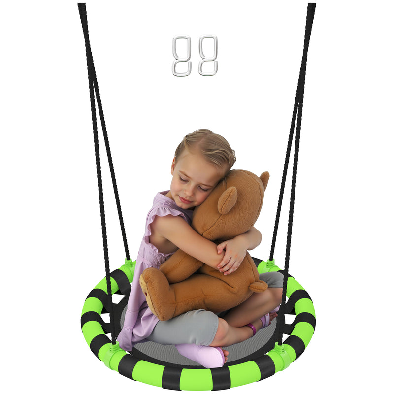 AIYAPLAY Kid Nest Swing Seat, 100cm Diameter Round Saucer Swing Set, Black