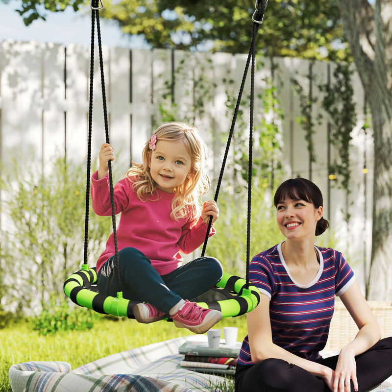 AIYAPLAY Kid Nest Swing Seat, 100cm Diameter Round Saucer Swing Set, Black