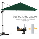 Outsunny 3 x 3(m) Cantilever Roma Parasol Garden Umbrella with Cross Base Green
