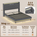 HOMCOM Lift up Storage Bed Frame with RGB LED Lights Dark Grey