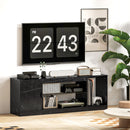 HOMCOM Marble Effect TV Stand Cabinet With Glass Shelf For 55 Inch TVs