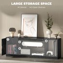 HOMCOM Marble Effect TV Stand Cabinet With Glass Shelf For 55 Inch TVs