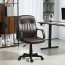 HOMCOM PU Leather Office Chair Swivel Home Computer Desk Chair, Dark Brown