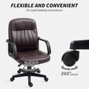 HOMCOM PU Leather Office Chair Swivel Home Computer Desk Chair, Dark Brown
