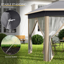 Outsunny 3x4m Hexagon Gazebo w/ Mesh Curtains Outdoor Garden, Khaki