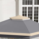 Outsunny 3x4m Hexagon Gazebo w/ Mesh Curtains Outdoor Garden, Khaki