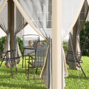 Outsunny 3x4m Hexagon Gazebo w/ Mesh Curtains Outdoor Garden, Khaki