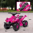 AIYAPLAY 6V Kids Electric Quad Bike With Music, Forward Function - Pink/Black
