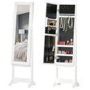 HOMCOM Free Standing LED Mirrored Jewellery Cabinet -  Warm White