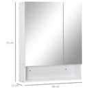 Kleankin Wall Mount Medicine Cabinet With Mirror And Adjustable Shelf, White