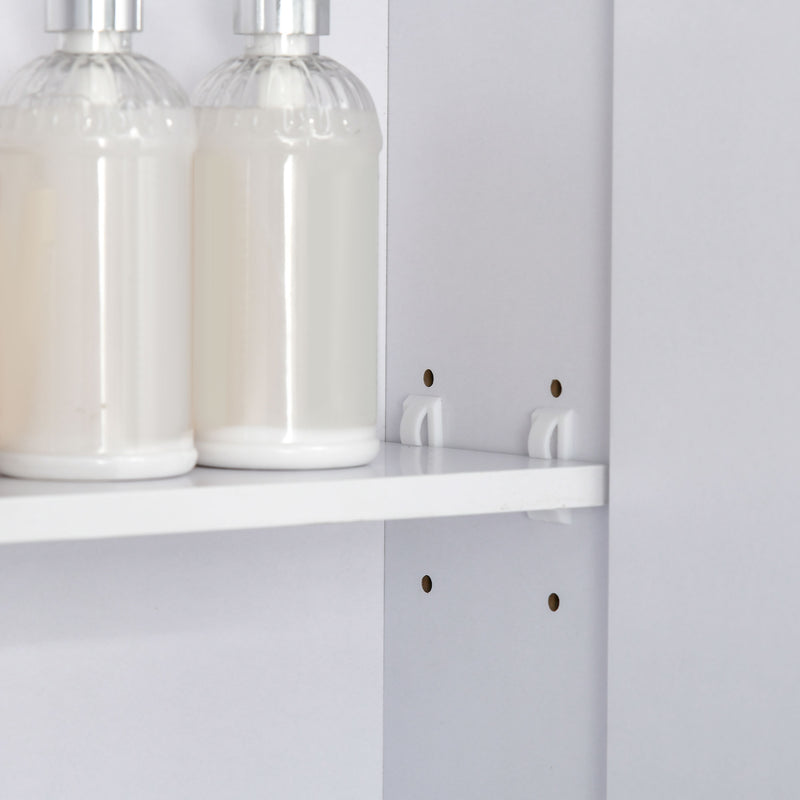 kleankin Wall Mount Medicine Cabinet with Mirror and Adjustable Shelf, White