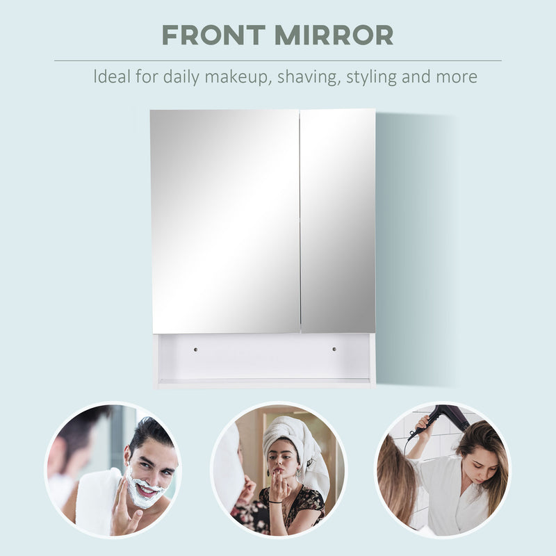kleankin Wall Mount Medicine Cabinet with Mirror and Adjustable Shelf, White