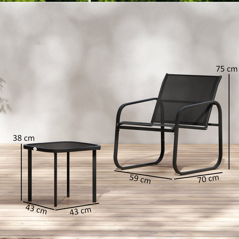 Outsunny Garden Bistro Set, Metal Garden Furniture Set with Mesh Chairs
