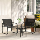 Outsunny Garden Bistro Set, Metal Garden Furniture Set with Mesh Chairs