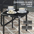 Outsunny Garden Bistro Set, Metal Garden Furniture Set with Mesh Chairs