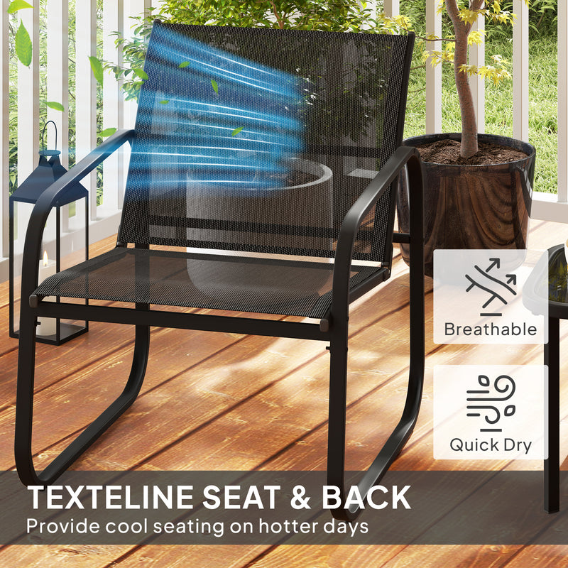 Outsunny Garden Bistro Set, Metal Garden Furniture Set with Mesh Chairs