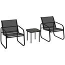 Outsunny Garden Bistro Set, Metal Garden Furniture Set with Mesh Chairs