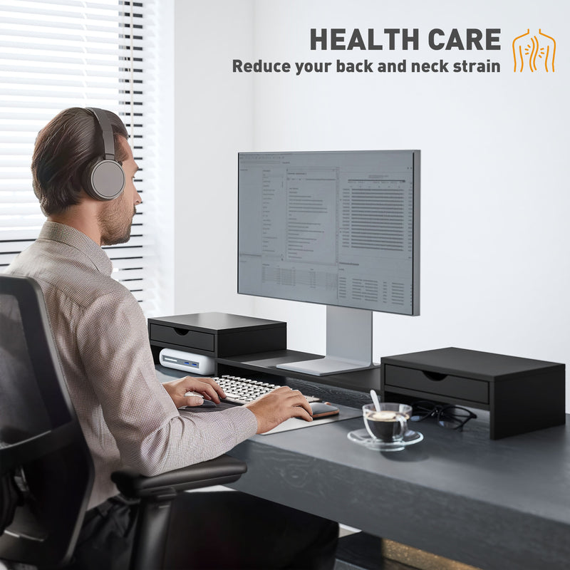 HOMCOM Dual Monitor Stand Riser with Adjustable Length and Angle