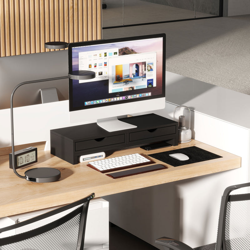 HOMCOM Dual Monitor Stand Riser with Adjustable Length and Angle