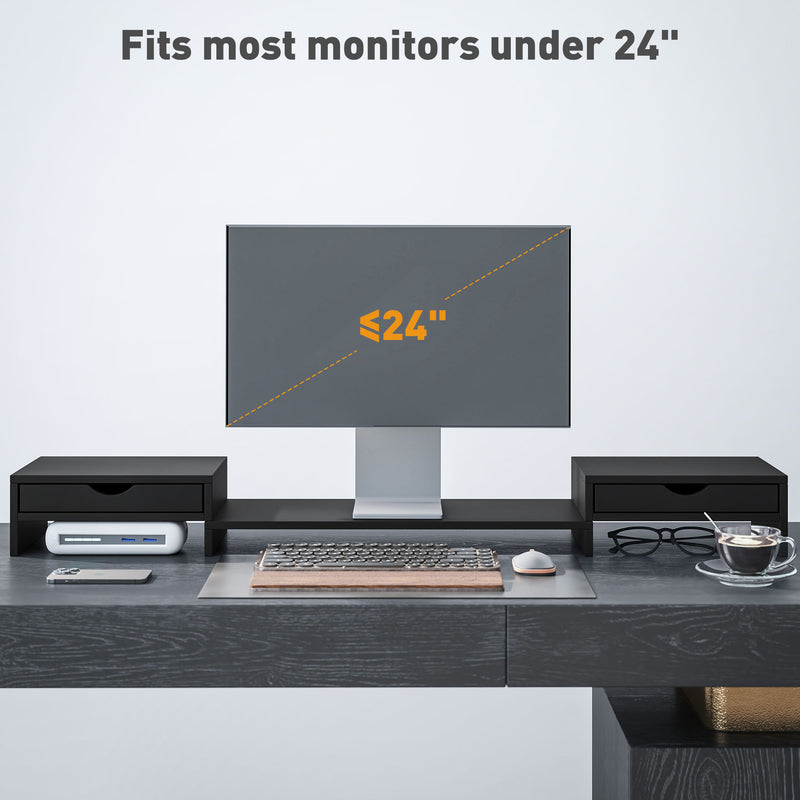 HOMCOM Dual Monitor Stand Riser with Adjustable Length and Angle