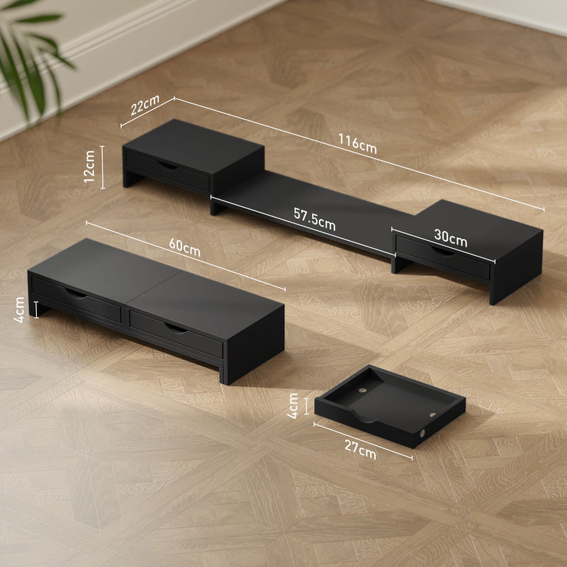 HOMCOM Dual Monitor Stand Riser with Adjustable Length and Angle