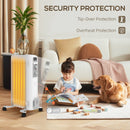 HOMCOM White 1500W 7 Fin Oil Filled Heater Radiator For Home