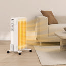 HOMCOM White 1500W 7 Fin Oil Filled Heater Radiator For Home