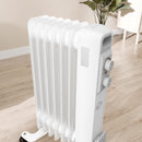HOMCOM White 1500W 7 Fin Oil Filled Heater Radiator For Home