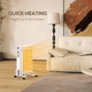 HOMCOM White 1500W 7 Fin Oil Filled Heater Radiator For Home