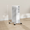 HOMCOM White 1500W 7 Fin Oil Filled Heater Radiator For Home