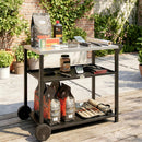Outsunny Outdoor Grill Cart, Food Prep Table on Wheels, Black