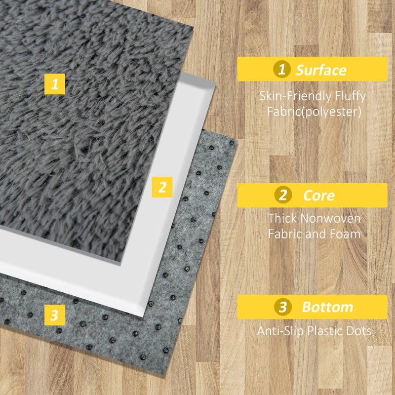 HOMCOM Fluffy Shaggy Rug 90x150 cm - Grey