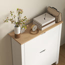 HOMCOM 12-Shoe Storage Cabinet 4 Shelves 2 Drawers Tabletop High Gloss White