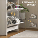 HOMCOM 12-Shoe Storage Cabinet 4 Shelves 2 Drawers Tabletop High Gloss White