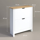 HOMCOM 12-Shoe Storage Cabinet 4 Shelves 2 Drawers Tabletop High Gloss White