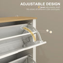 HOMCOM 12-Shoe Storage Cabinet 4 Shelves 2 Drawers Tabletop High Gloss White