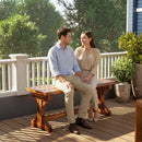 Outsunny Wooden Garden Bench, Rustic Backless Outdoor Loveseat, Carbonised