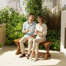 Outsunny Wooden Garden Bench, Rustic Backless Outdoor Loveseat, Carbonised