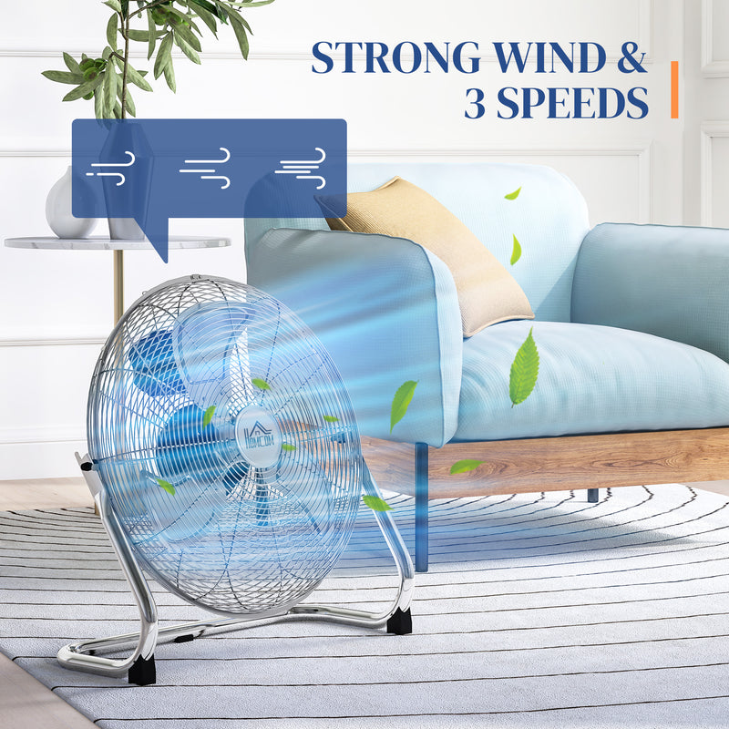 HOMCOM Electric Portable Table Fan with Powerful Airflow, Silver
