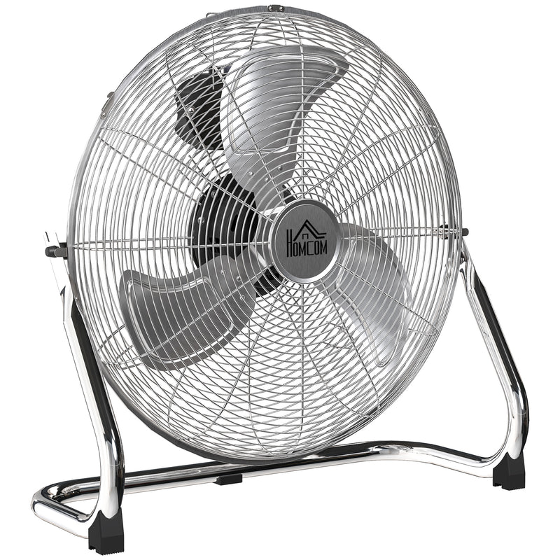 HOMCOM Electric Portable Table Fan with Powerful Airflow, Silver