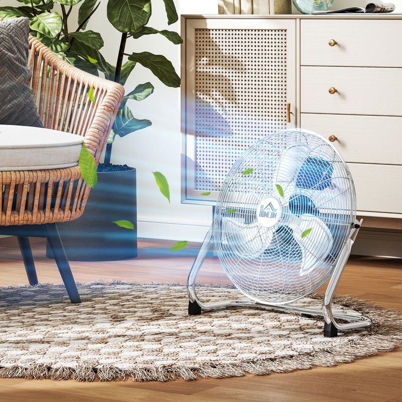 HOMCOM Electric Portable Table Fan with Powerful Airflow, Silver