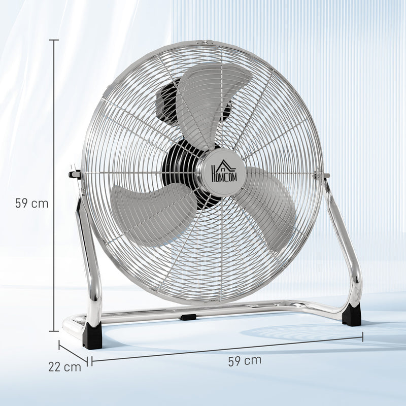 HOMCOM Electric Portable Table Fan with Powerful Airflow, Silver