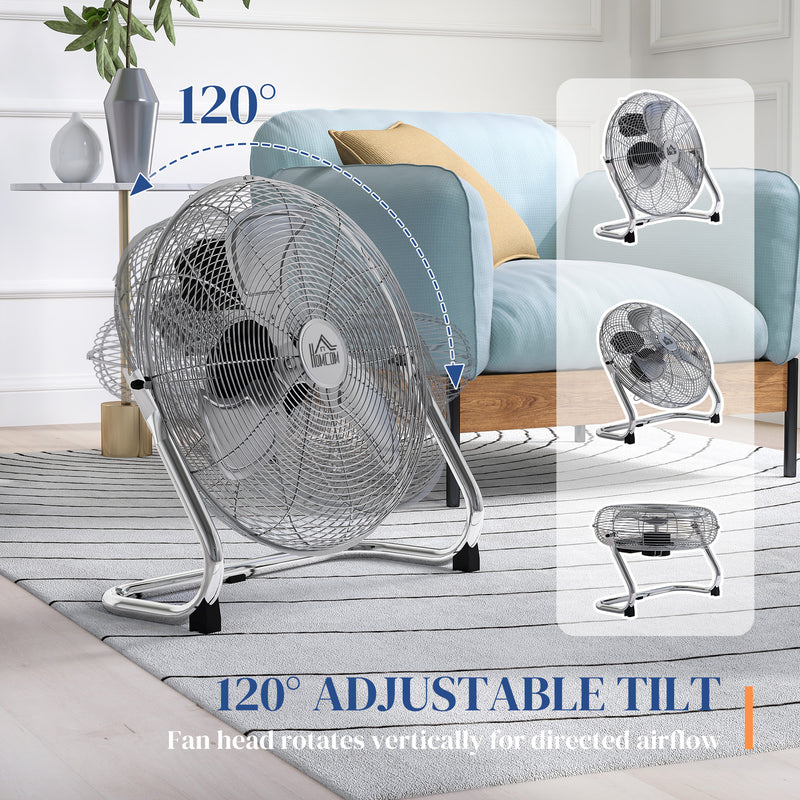 HOMCOM Electric Portable Table Fan with Powerful Airflow, Silver