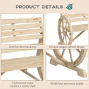 Outsunny 2 Seater Garden Bench W/ Wooden Cart Wagon Wheel Natural