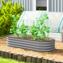 Outsunny Galvanised Raised Garden Bed Planter Box with Safety Edging Silver